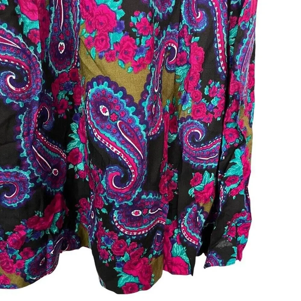 Random USA Made Vintage NWT Midi Pleated Paisley Purple Whimsigoth Skirt sz 10